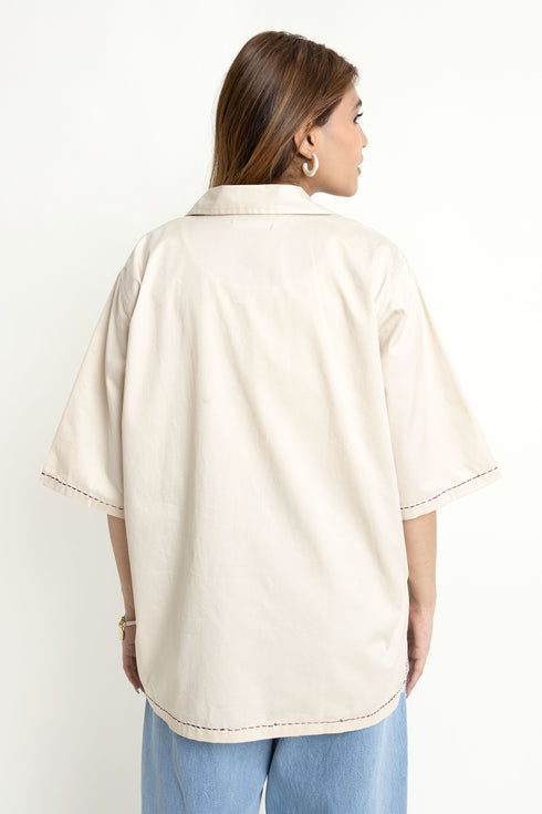 The Loose Fit Embroidered Cuban Collar Shirt